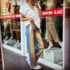 Altın Rengi Varaklı Palazzo Jean