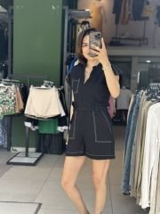 Kot Görünümlü Sortlu Tulum SİYAH - L