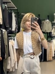 Yuvarlak Nakisli Keten Yelek