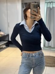 Gömlek Yaka Triko Bluz