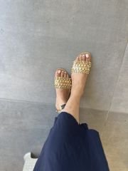 Mupa Seffaf Gold Tasli Terlik
