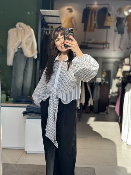 Balon Kol Çizgili Gömlek