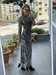 Simli İçi Astarlı İki Parça Tül Elbise