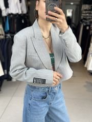 Kisa Çizgili Blazer Ceket