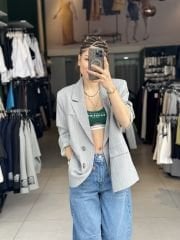 Çizgili Oversize Blazer Ceket