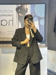 Çizgili Oversize Blazer Ceket