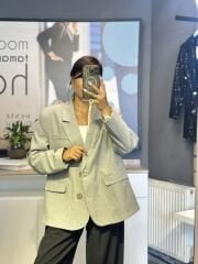 Çizgili Oversize Blazer Ceket