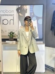 Çizgili Oversize Blazer Ceket