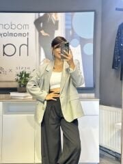 Çizgili Oversize Blazer Ceket