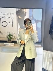 Çizgili Oversize Blazer Ceket
