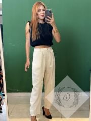 Paça Pensli Keten Şalvar Pantolon
