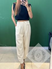 Paça Pensli Keten Şalvar Pantolon
