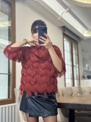 Saçakli Sifon Bluz