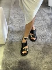 Tek Tokali Kalin Taban Sandalet