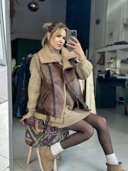 İçi Keçeli Zara Model Deri Yelek