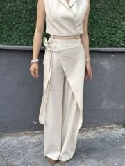 Baglamali Keten Pantolon