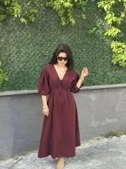Balon Kol Müslin Elbise