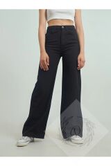 Siyah Palazzo Denim Pantolon