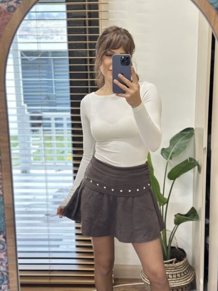 Droplu Selanik Kumas Sort Etek