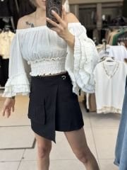 Cep Detay Mini Sort Etek