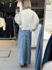 Dügmeli Midi Boy Kot Etek
