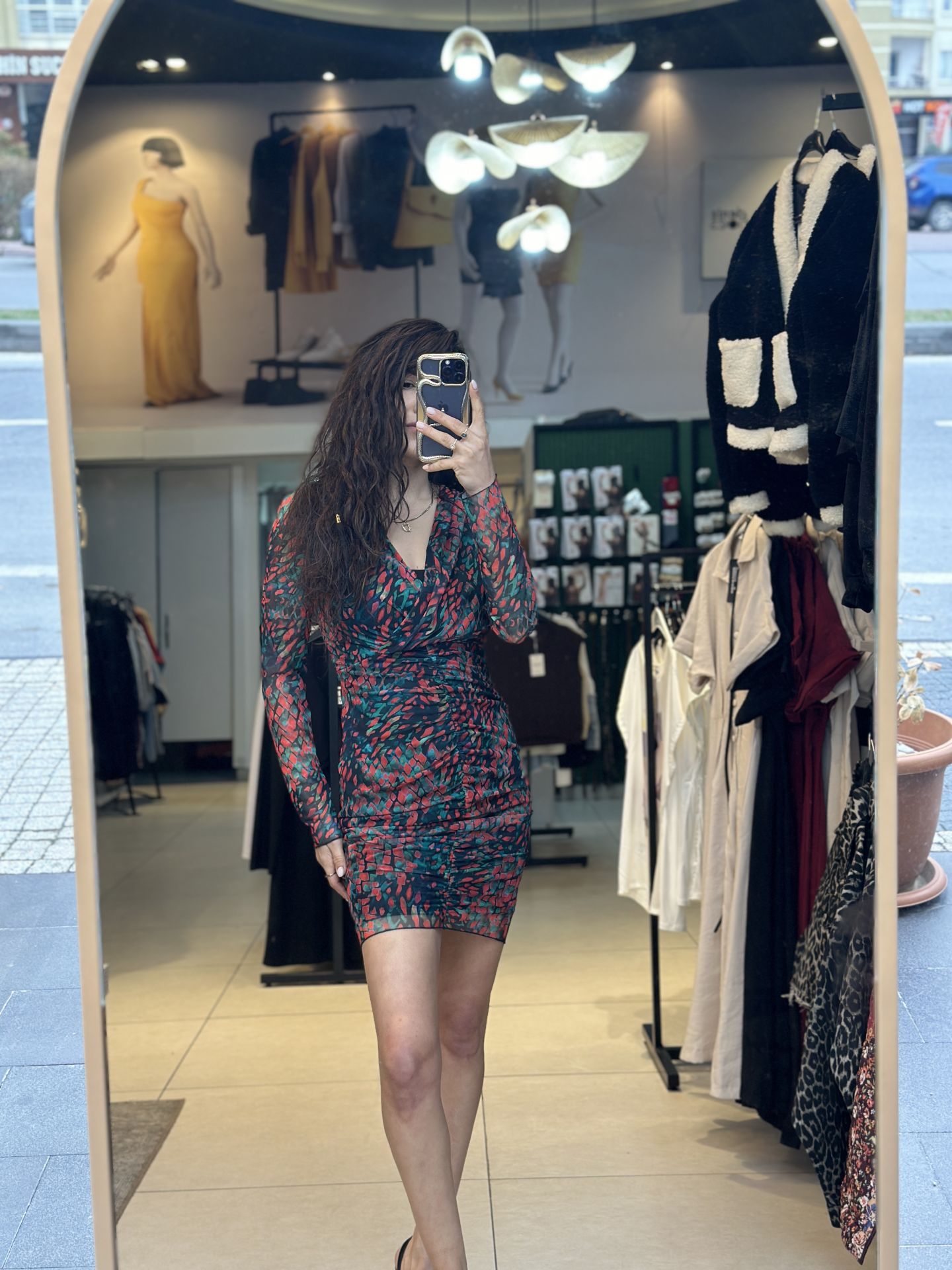 Desenli Sifon Elbise