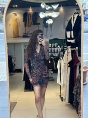 Desenli Sifon Elbise