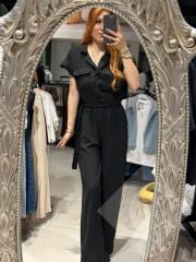 Bel Kuşaklı Keten Tulum