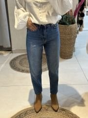 Açik Mavi Mom Jean