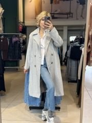 Dört Düğme Oversize Kaşe Kaban