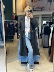 Dört Düğme Oversize Kaşe Kaban