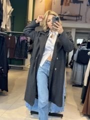 Dört Düğme Oversize Kaşe Kaban