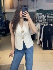 Gol Dügmeli Keten Yelek