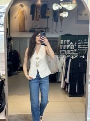 Gol Dügmeli Keten Yelek