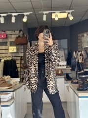 Leopar Desen Blazer Ceket