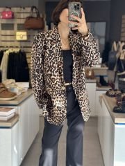 Leopar Desen Blazer Ceket