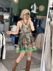 Desenli Mini Elbise