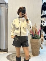 Angora Deri Geçisli Ceket
