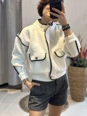 Angora Deri Geçisli Ceket