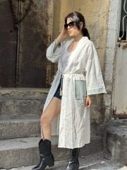 Kot Garnili Ekru Kimono