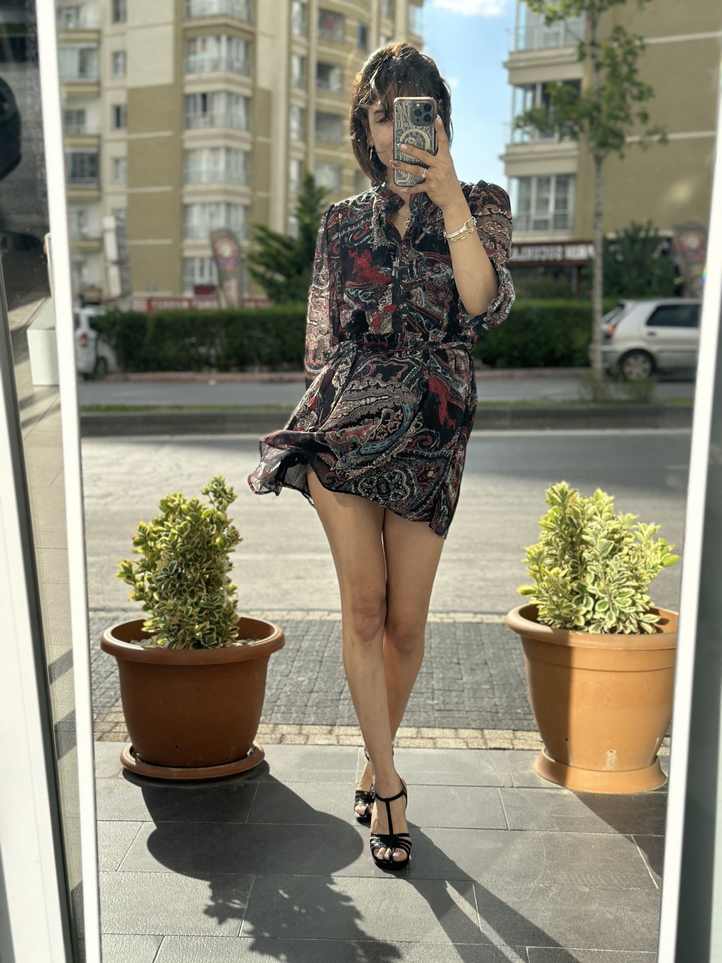 Orjinal Zara Kemerli Sifon Elbise