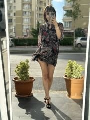 Orjinal Zara Kemerli Sifon Elbise