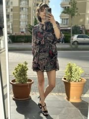Orjinal Zara Kemerli Sifon Elbise