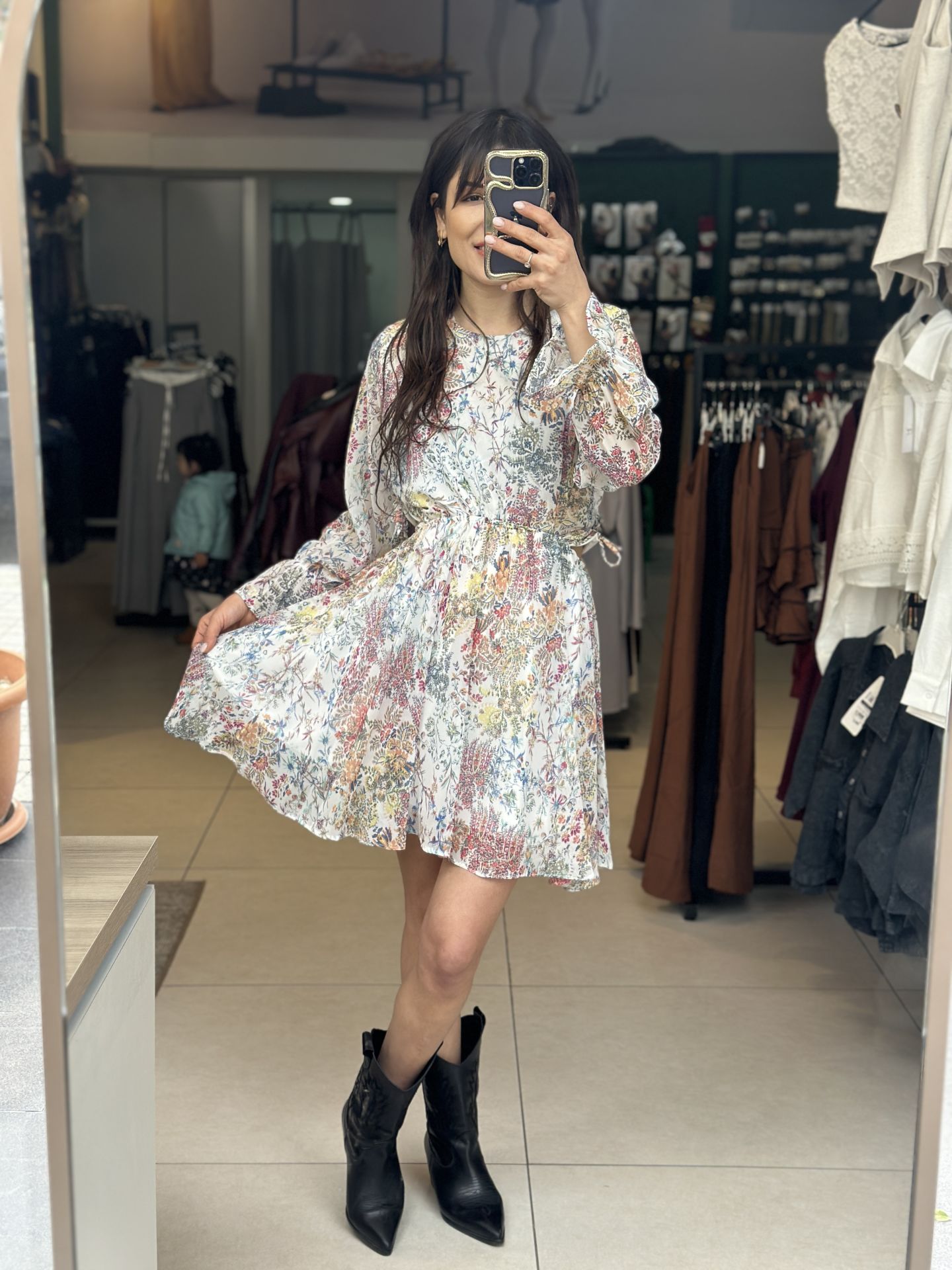 Çiçekli Sifon Elbise