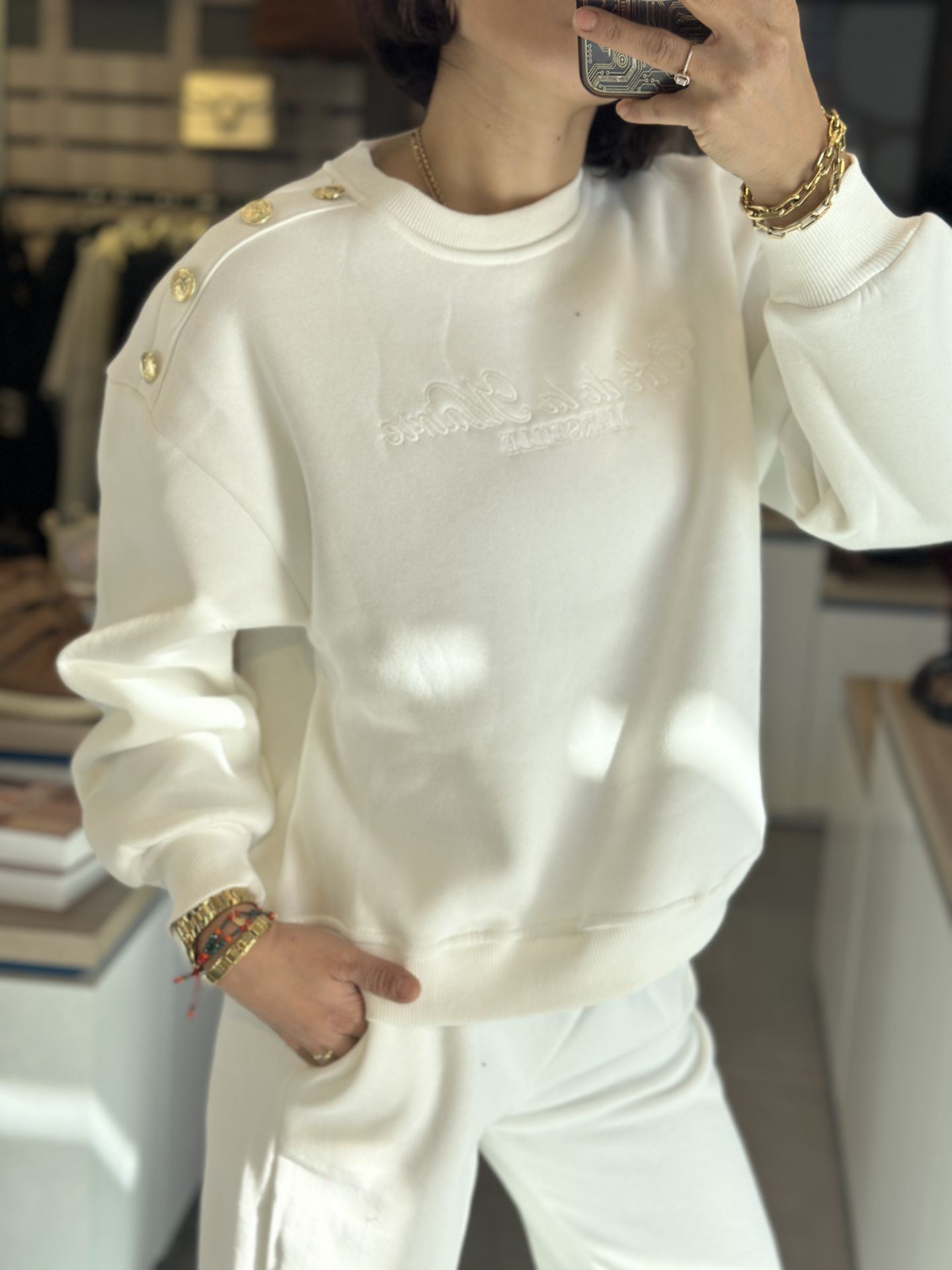 Omuz Dügmeli Sweatshirt