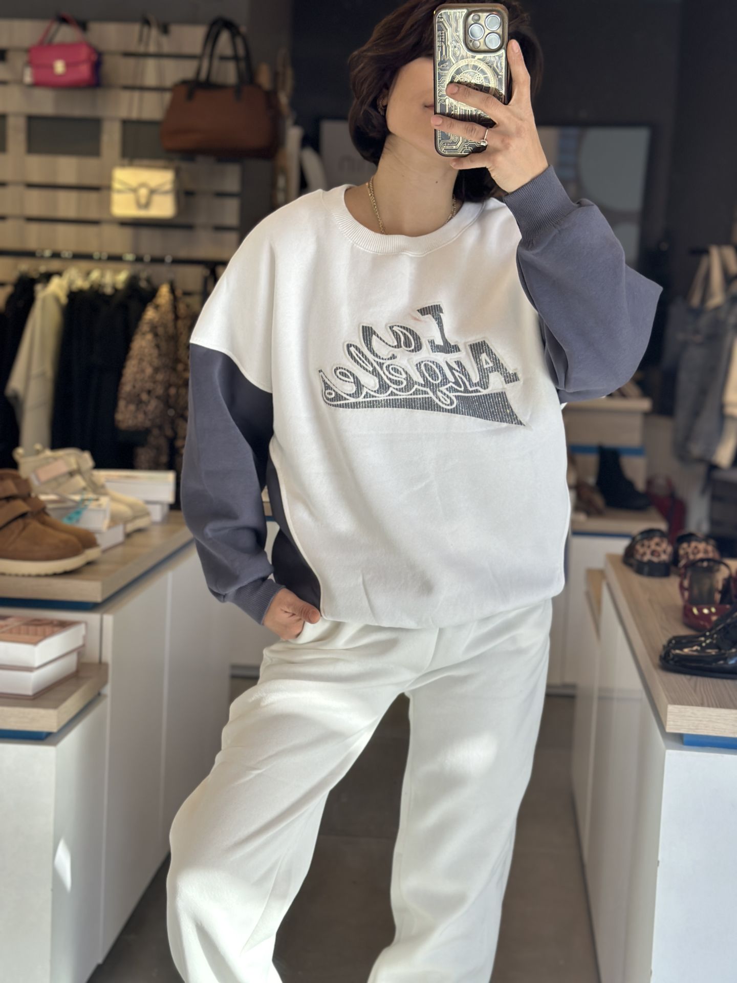 Çift Renk Ön Baskili Sweatshirt