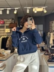 Ön Yazili Yarim Fermuar Sweatshirt