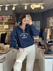 Ön Yazili Yarim Fermuar Sweatshirt