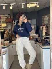 Ön Yazili Yarim Fermuar Sweatshirt