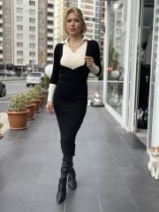 Midi Boy Garnili Triko Elbise